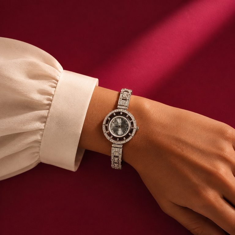 Royal Crystal Accent Silver Ladies Watch